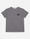 Dolce & Gabbana Short-sleeved Jersey T-shirt With Plate In Grey