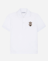 DOLCE & GABBANA PIQUÉ POLO SHIRT WITH BEE AND CROWN EMBELLISHMENT