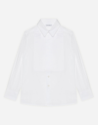 Dolce & Gabbana Poplin Shirt With Plastron In White