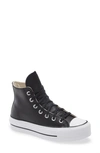 Converse Chuck Taylor® All Star® Leather High Top Platform Sneaker In Black/ Black/ White
