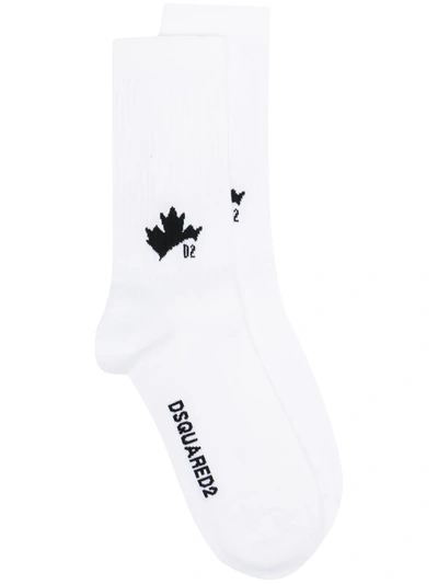 Dsquared2 Intarsia-knit Logo Socks In Black