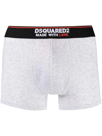 Dsquared2 Logo裤腰四角裤 In Grey