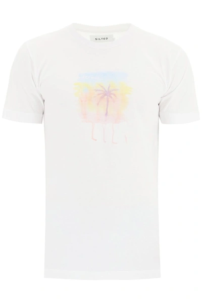 The Silted Company Basic T-shirt With Palm Print In White