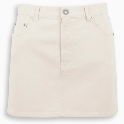 Saint Laurent White Denim Mini Skirt In Neutrals