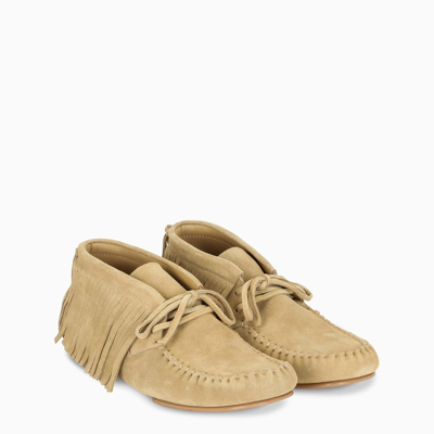 Loewe Men's X Paula Ibiza Fringe Suede High-top Loafers In Beige