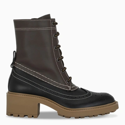 Chloé Franne Leather Lace-up Boots In Brown