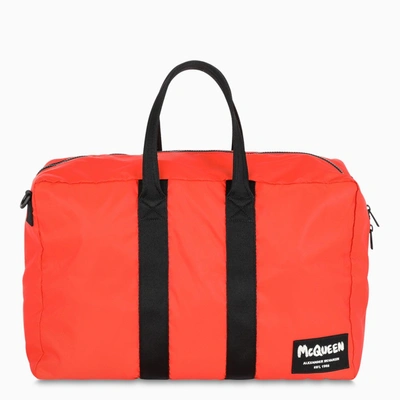 Alexander Mcqueen Red Logo-patch Duffel Bag In Orange