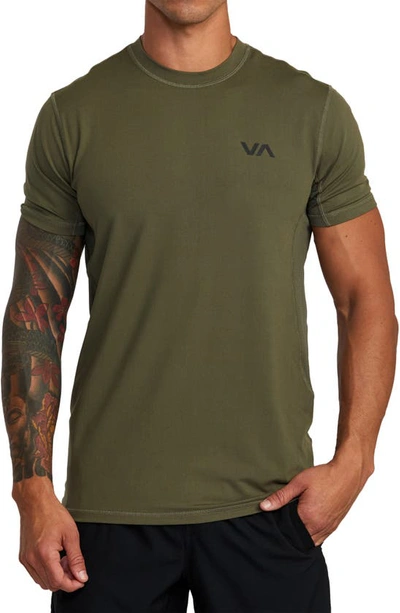 Rvca Sport Vent Logo T-shirt In Olive