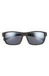 Hurley Beach Days 58mm Polarized Rectangular Sunglasses In Rubberized Black/ Smoke Base