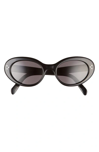 Celine 53mm Cat Eye Sunglasses In Shiny Solid Black/ Smoke