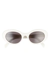Celine 53mm Cat Eye Sunglasses In Shiny Solid Ivory/ Smoke