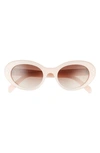 Celine 53mm Cat Eye Sunglasses In Shiny Milky Pastel Rose/ Brown