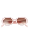 Celine Triomphe 54mm Oval Sunglasses In Shiny Milky Baby Pink/ Brown