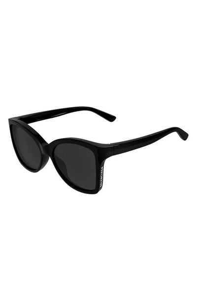 Balenciaga 58mm Butterfly Sunglasses In Black/black