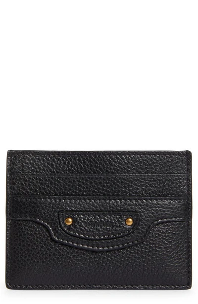 Balenciaga Women's Genuine Leather Credit Card Case Holder Wallet In Black