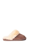 Old Friend Genuine Shearling Scuff Slipper In Chocolate Leather