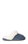 Old Friend Genuine Shearling Scuff Slipper In Navy Blue Leather