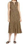 Beachlunchlounge Ireana Tiered Ruffle Midi Dress In Animal