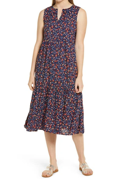 Beachlunchlounge Ireana Tiered Ruffle Midi Dress In Liberty