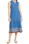 Beachlunchlounge Ireana Tiered Ruffle Midi Dress In Athens Blue