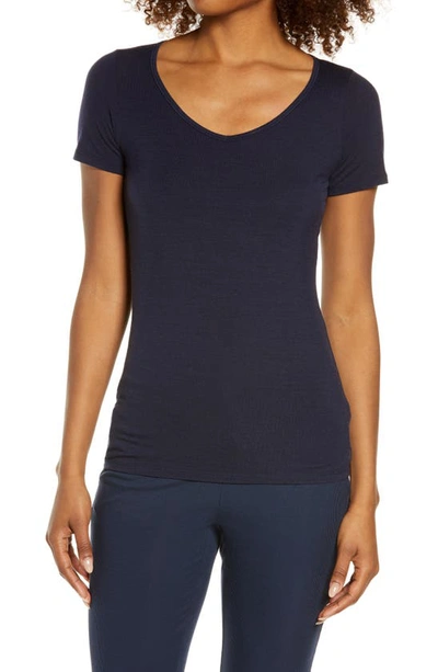 Icebreaker Siren Sweetheart Merino Wool Blend T-shirt In Midnight Navy