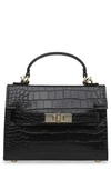 Steve Madden Dignify Croc Embossed Crossbody Bag In Black Croco
