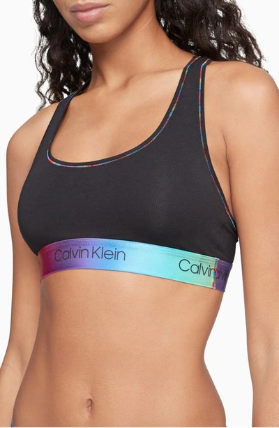 Calvin Klein Womens Black Pride Modern Logo-print Stretch-cotton Bralette Xs In Multi