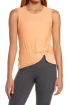 Beyond Yoga Front Twist Muscle Tank In Sunset Peach Solid