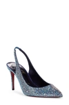 Christian Louboutin Kate Crystal Embellished Pointed Toe Pump In Maritime