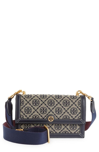 Tory Burch T Monogram Jacquard Mini Crossbody Bag In Tory Navy