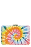 JUDITH LEIBER COUTURE JERRY SLIM SLIDE TIE DYE CRYSTAL CLUTCH,M190694