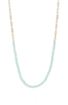 Argento Vivo Sterling Silver Paper Clip Chain & Stone Frontal Necklace In Gold/ Amazonite