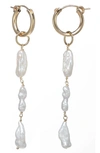 Kozakh Roma Freshwater Pearl Linear Drop Earrings In Gold