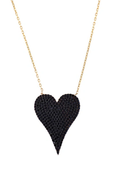 Shymi Pavé Heart Pendant Necklace In Black