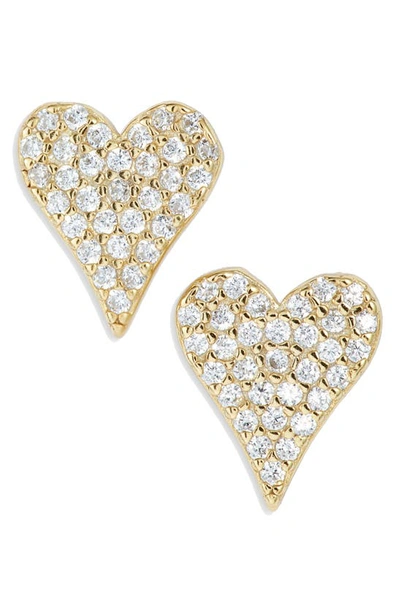 Shymi Pavé Heart Stud Earrings In Gold