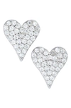 Shymi Pavé Heart Stud Earrings In Silver