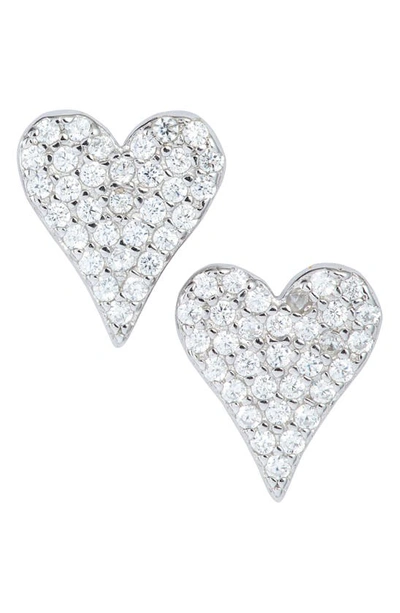 Shymi Pavé Heart Stud Earrings In Silver