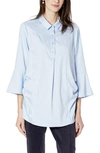 Emilia George Olivia Bell Cuff Maternity/nursing Shirt In Satin Blue
