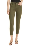 L Agence Margot Coated Crop Skinny Jeans In Green