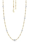 Roberto Coin Dogbone Diamond Station Necklace In Yellow Gold