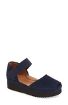 L'amour Des Pieds Amadour Platform Sandal In Navy/ Black Suede Leather