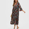 La Doublej Jennifer Jane Floral Tiered Maxi Silk Dress In Fire Flower