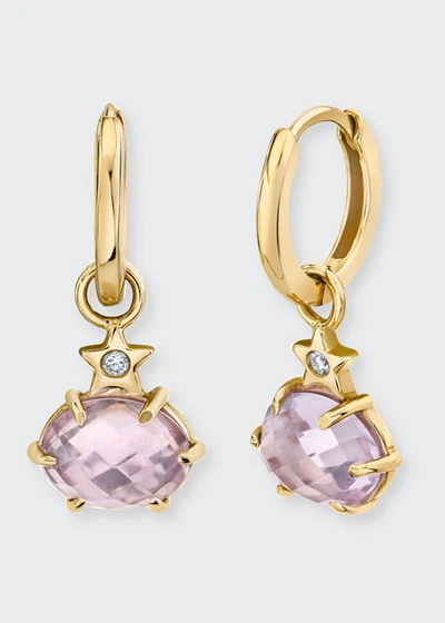 Andrea Fohrman Mini Cosmo 14-karat Gold, Rose De France And Diamond Hoop Earrings