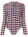 PERFECT MOMENT SPRING HOUNDSTOOTH-PRINT SURF WETSUIT