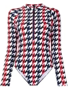 Perfect Moment Spring Houndstooth-print Surf Wetsuit In Schwarz