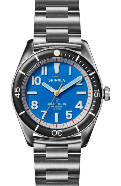 Shinola Men's The Duck 42mm Stainless Steel Watch In Bermuda Blue