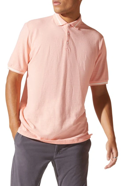 Good Man Brand Match Point Tipped Slub Short Sleeve Polo In Coral Cloud
