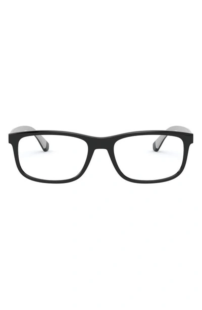 Emporio Armani 56mm Rectangular Optical Glasses In Black