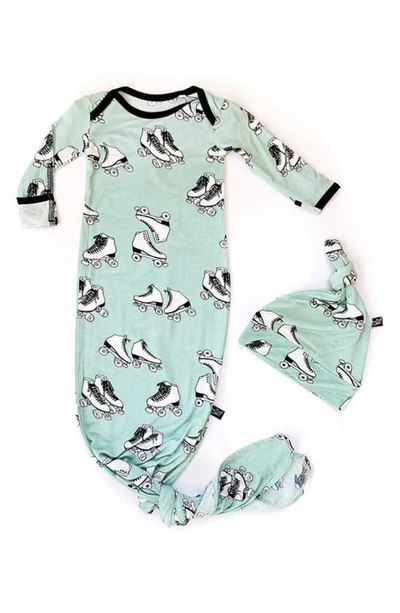 Peregrinewear Babies' Peregrine Kidswear Print Gown & Beanie Set In Green
