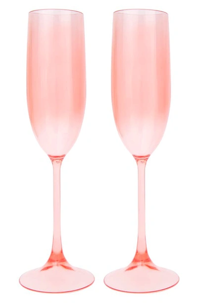 Sunnylife Poolside Set Of 2 Champagne Flutes In Powder Pink